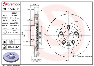 BREMBO 09.C549.11 EAN: 8020584239414.