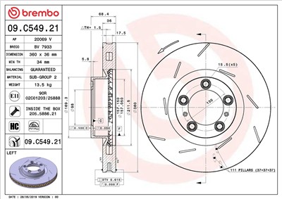 BREMBO 09.C549.21 EAN: 8020584237311.