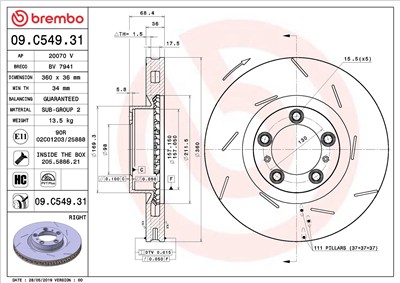 BREMBO 09.C549.31 EAN: 8020584237601.