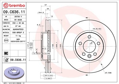 BREMBO 09.C636.11 EAN: 8020584236772.