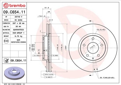 BREMBO 09.C654.11 EAN: 8020584237342.