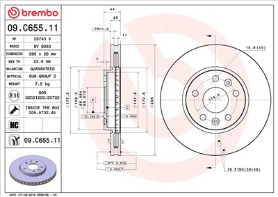 BREMBO 09.C655.11 EAN: 8020584234570.