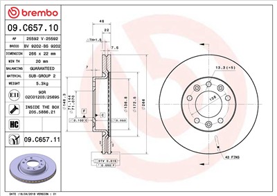 BREMBO 09.C657.11 EAN: 8020584225424.