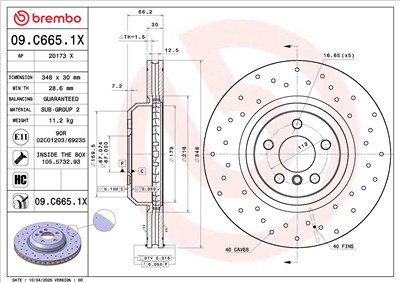 BREMBO 09.C665.1X EAN: 8020584343425.
