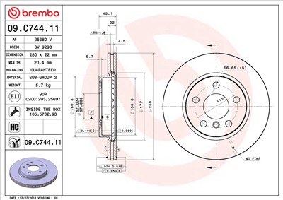 BREMBO 09.C744.11 EAN: 8020584235249.