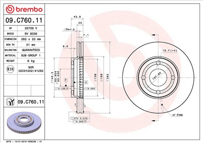 BREMBO 09.C760.11 EAN: 8020584234174.