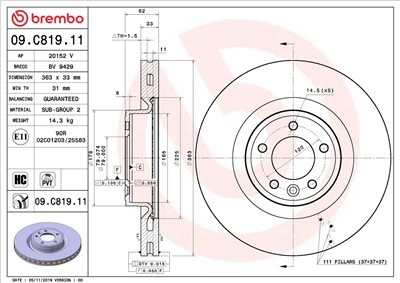 BREMBO 09.C819.11 EAN: 8020584311004.