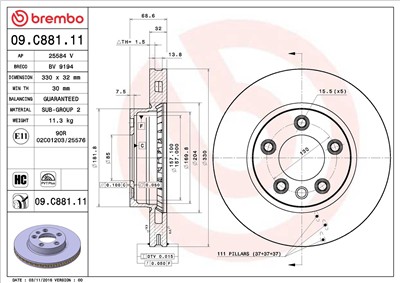BREMBO 09.C881.11 EAN: 8020584225257.