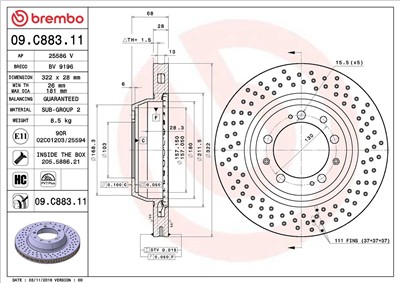 BREMBO 09.C883.11 EAN: 8020584235492.