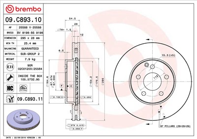 BREMBO 09.C893.11 EAN: 8020584228043.