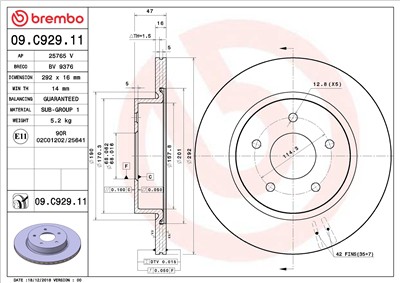 BREMBO 09.C929.11 EAN: 8020584236253.