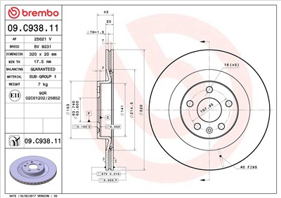 BREMBO 09.C938.11 EAN: 8020584228388.