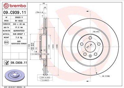 BREMBO 09.C939.11 EAN: 8020584228982.