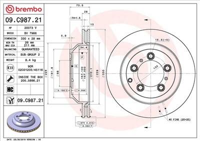 BREMBO 09.C987.21 EAN: 8020584239476.