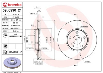 BREMBO 09.C990.21 EAN: 8020584311837.