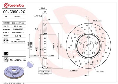 BREMBO 09.C990.2X EAN: 8020584343258.