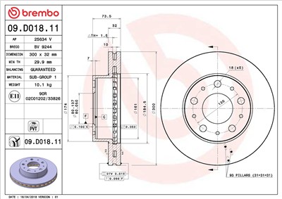 BREMBO 09.D018.11 EAN: 8020584225387.