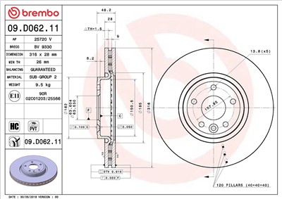 BREMBO 09.D062.11 EAN: 8020584234600.
