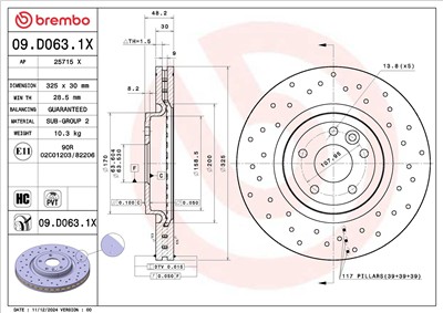 BREMBO 09.D063.1X EAN: 8020584343197.