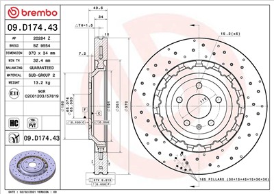 BREMBO 09.D174.43 EAN: 8020584316382.