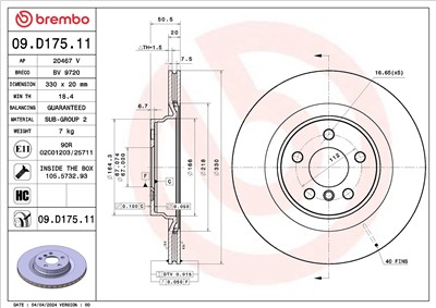 BREMBO 09.D175.11 EAN: 8020584328132.
