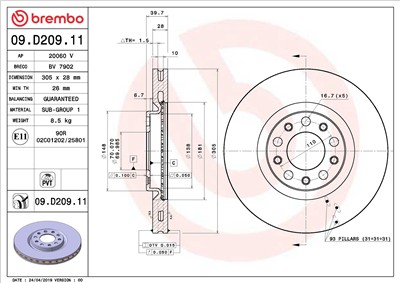 BREMBO 09.D209.11 EAN: 8020584238974.