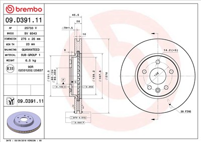 BREMBO 09.D391.11 EAN: 8020584235737.