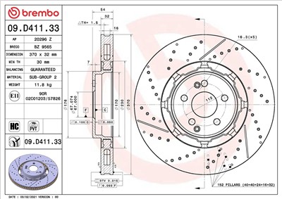 BREMBO 09.D411.33 EAN: 8020584316986.