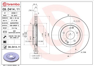 BREMBO 09.D414.11 EAN: 8020584310809.