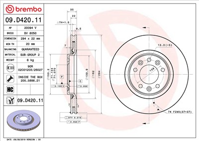 BREMBO 09.D420.11 EAN: 8020584312780.