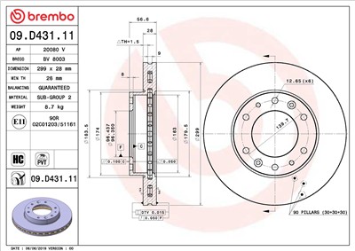 BREMBO 09.D431.11 EAN: 8020584310908.