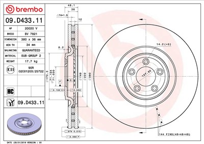 BREMBO 09.D433.11 EAN: 8020584238905.