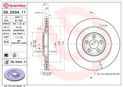 BREMBO 09.D434.11 EAN: 8020584239377.