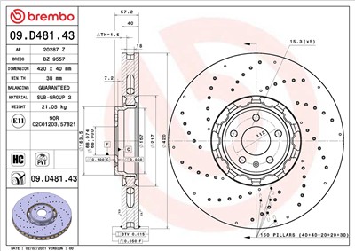 BREMBO 09.D481.43 EAN: 8020584316955.