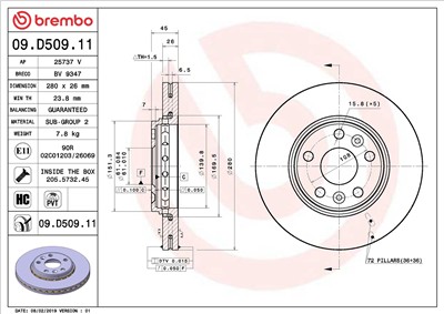 BREMBO 09.D509.11 EAN: 8020584234709.