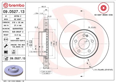 BREMBO 09.D527.13 EAN: 8020584232484.