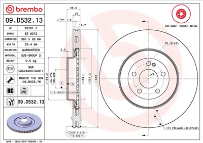 BREMBO 09.D532.13 EAN: 8020584233764.