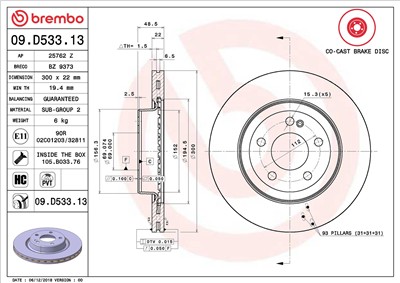 BREMBO 09.D533.13 EAN: 8020584231739.