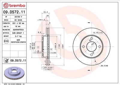 BREMBO 09.D572.11 EAN: 8020584311745.