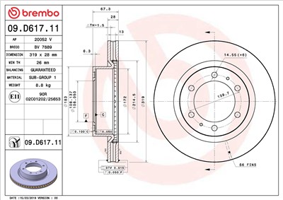 BREMBO 09.D617.11 EAN: 8020584238929.