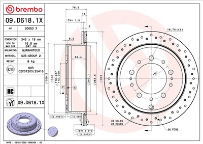 BREMBO 09.D618.1X EAN: 8020584312483.