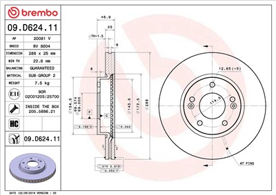 BREMBO 09.D624.11 EAN: 8020584310793.