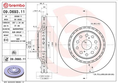 BREMBO 09.D693.11 EAN: 8020584315880.