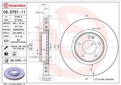 BREMBO 09.D761.11 EAN: 8020584313121.