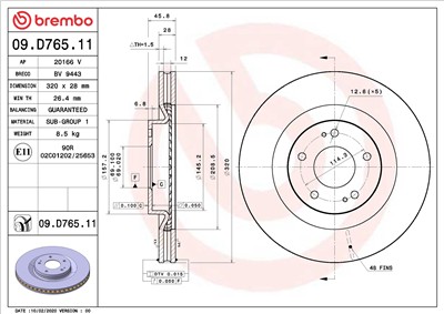BREMBO 09.D765.11 EAN: 8020584311806.