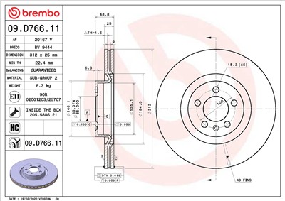 BREMBO 09.D766.11 EAN: 8020584312476.