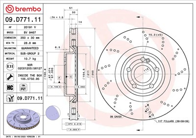 BREMBO 09.D771.11 EAN: 8020584313176.