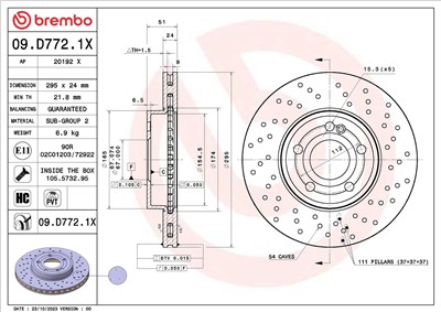 BREMBO 09.D772.1X EAN: 8020584326152.