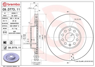 BREMBO 09.D773.11 EAN: 8020584239308.