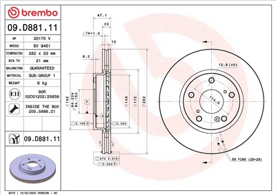 BREMBO 09.D881.11 EAN: 8020584311813.